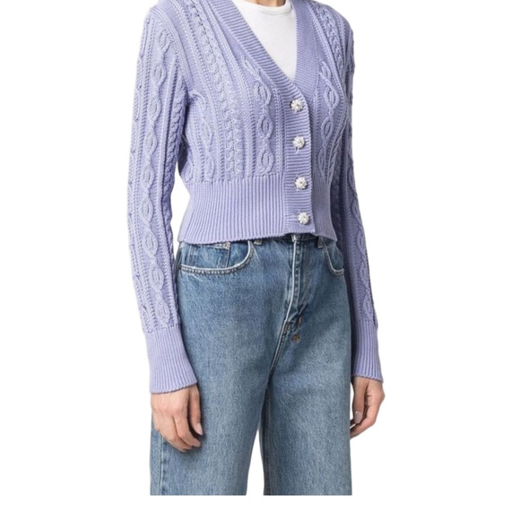 Golden Goose Crystal Embellished Lilac Cable Knit Cardigan (Size S) - Picture 4 of 10